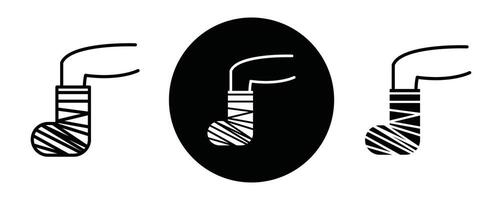Broken leg in a plaster outline icon collection or set. Broken leg in a plaster Thin line art vector