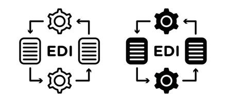 EDI outline icon collection or set. EDI Thin line art vector
