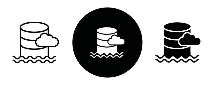 datos lago contorno icono colección o colocar. datos lago Delgado línea Arte vector