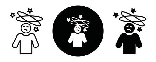 Dizziness outline icon collection or set. Dizziness Thin line art vector