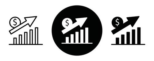 Dollar rate increase outline icon collection or set. Dollar rate increase Thin line art vector