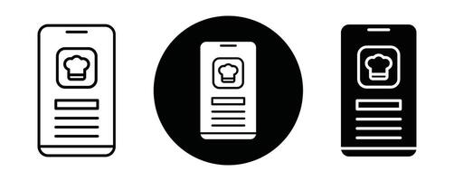 Cooking app outline icon collection or set. Cooking app Thin line art vector