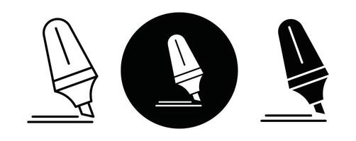Highlighter outline icon collection or set. Highlighter Thin line art vector