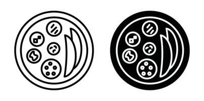 Indian thali outline icon collection or set. Indian thali Thin line art vector