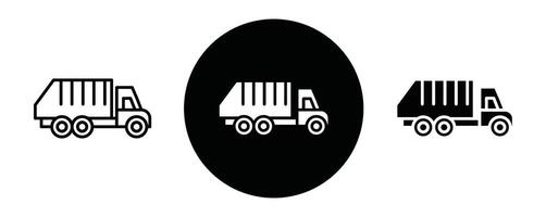 Garbage truck outline icon collection or set. Garbage truck Thin line art vector