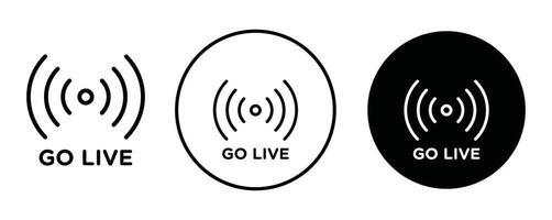Go live outline icon collection or set. Go live Thin line art vector