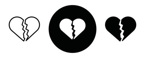 Heartbreak outline icon collection or set. Heartbreak Thin line art vector