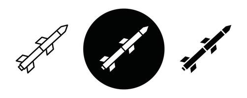 Missile outline icon collection or set. Missile Thin line art vector