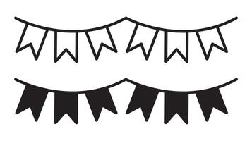 Party pennants outline icon collection or set. Party pennants Thin line art vector
