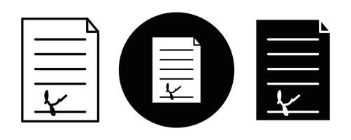 Signature in documents outline icon collection or set. Signature in documents Thin line art vector