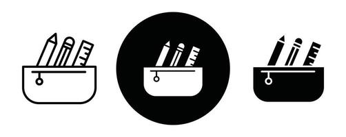 Pencil case outline icon collection or set. Pencil case Thin line art vector