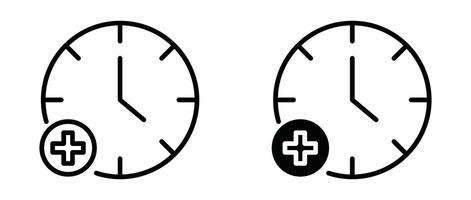Plus hours outline icon collection or set. Plus hours Thin line art vector
