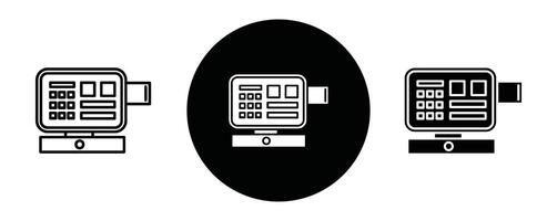 POS system outline icon collection or set. POS system Thin line art vector
