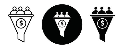 Sales Funnel outline icon collection or set. Sales Funnel Thin line art vector