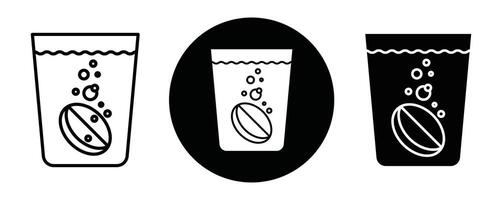 Soluble tablet outline icon collection or set. Soluble tablet Thin line art vector