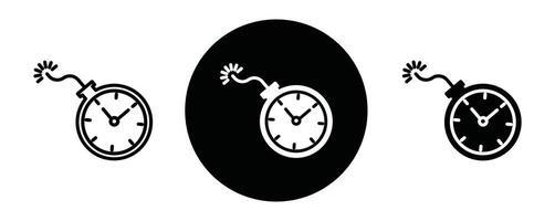 Time bomb with clock outline icon collection or set. Time bomb with clock Thin line art vector