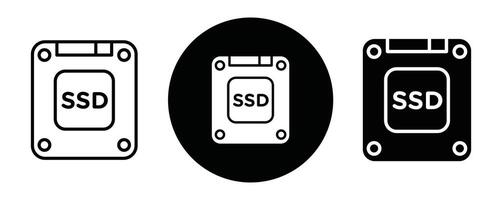 SSD outline icon collection or set. SSD Thin line art vector