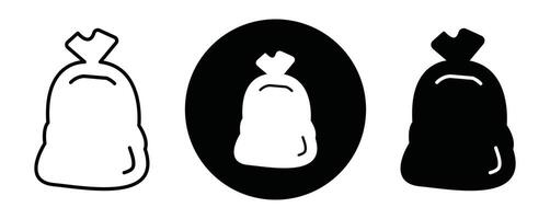 Trash bag outline icon collection or set. Trash bag Thin line art vector