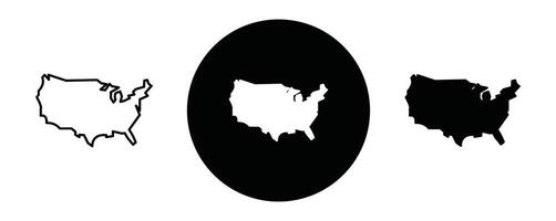 US map outline icon collection or set. US map Thin line art vector