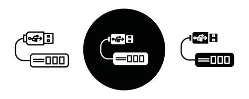 USB hub outline icon collection or set. USB hub Thin line art vector