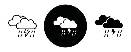 Thunderstorm outline icon collection or set. Thunderstorm Thin line art vector