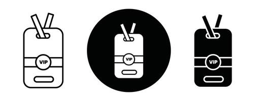 VIP neck tag outline icon collection or set. VIP neck tag Thin line art vector