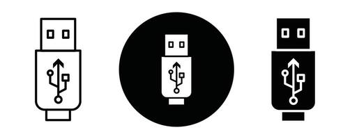 USB outline icon collection or set. USB Thin line art vector