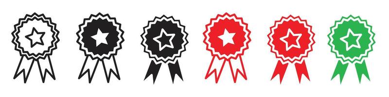 Icon of Distinction with Achievement Star and Winner Ribbon vector