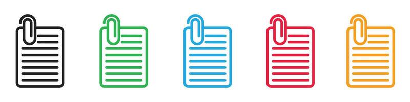 Attach document icon featuring a paperclip and page, perfect for office tasks and digital document management vector