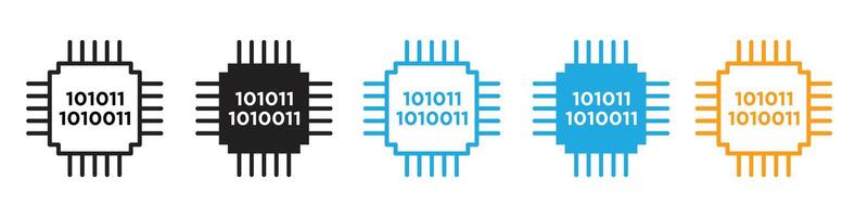 Advanced Computation Icon with AI Processor Chip for Tech and Memory Storage vector