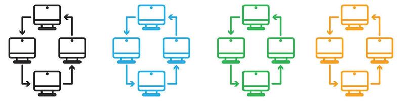 Computer network icon representing digital connectivity and data exchange, ideal for IT infrastructure, networking, and tech projects vector