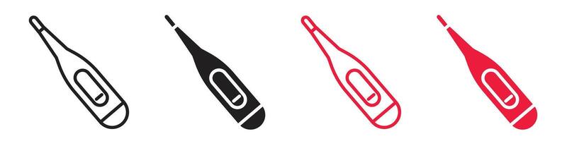 Digital thermometer icon highlighting health monitoring and temperature measurement, essential for medical designs vector