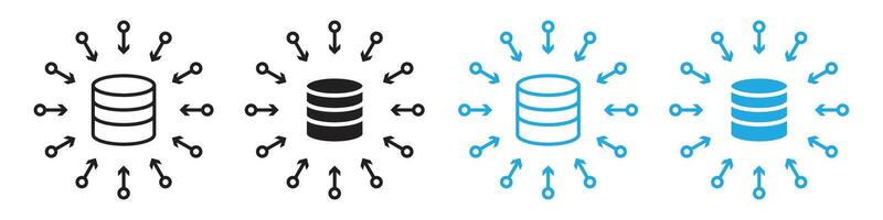 Data Center System Icons for Aggregating and Storing Big Data in Cloud Networks vector