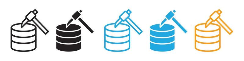 Icons Illustrating Data Mining and Advanced Database Management Techniques vector