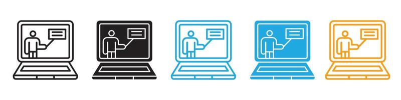 Digital E-Learning and Online Education Icons in Format with Modern Learning Tools vector