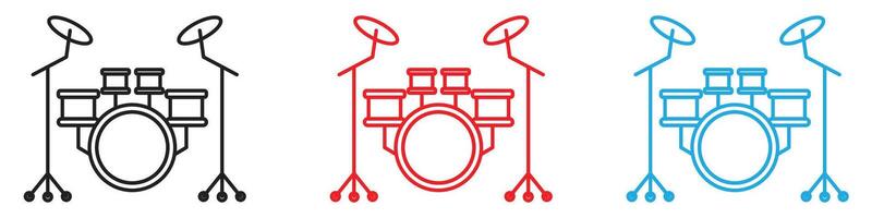 Drum set icon showing musical instruments and performance, ideal for music education, bands, and entertainment industries vector