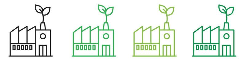 Green factory icon illustrating eco-friendly manufacturing and sustainable practices, ideal for environmental initiatives and green projects vector
