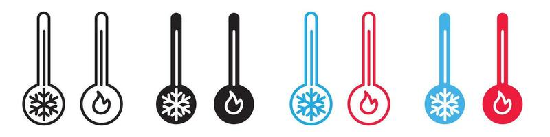Temperature Scale Icons for Measuring Heat in Celsius and Fahrenheit Degrees vector