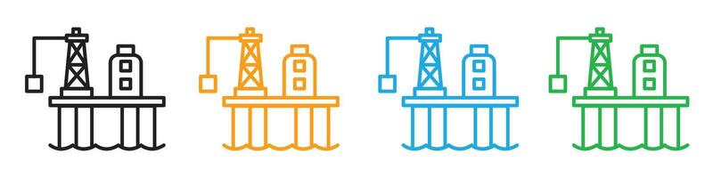 Oil platform icon representing fuel extraction and energy production, ideal for industrial and business applications vector