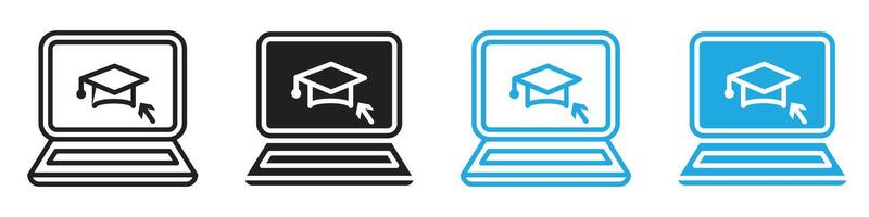 Online education icon representing e-learning and digital classrooms, ideal for educational institutions and online course platforms vector
