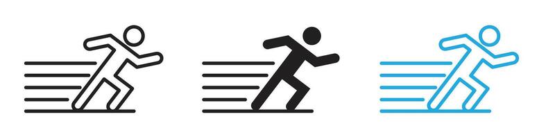 Man fast run icon line art vector
