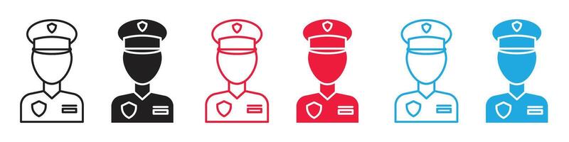 Policeman icon showing a uniformed officer, ideal for public safety campaigns and law enforcement materials vector