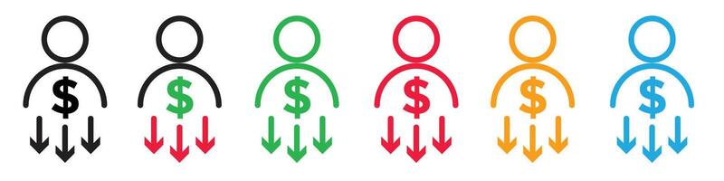 Icon Indicating a Reduction in Workforce Earnings and Salaries vector
