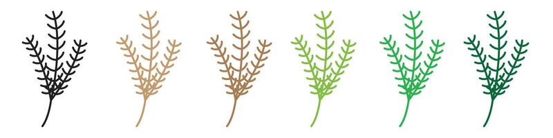 Natural Pine Branch Icons Symbolizing Festive Fir Tree Needles vector