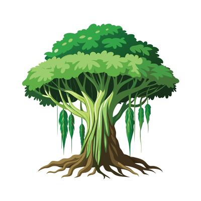 Beautiful Single Big Tree Illustration