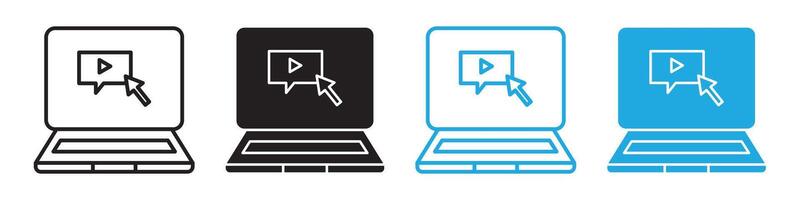 Advancements in Online Tutorials and E-Learning Courses Depicted in Icons for Digital Education vector