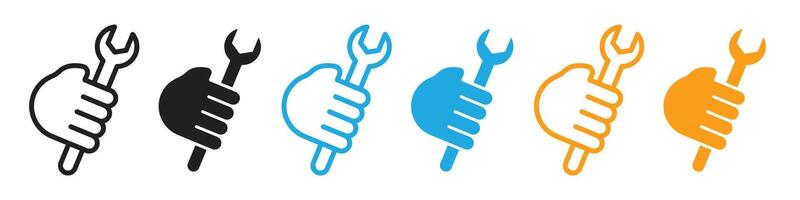 Repair and Construction Work Icon with Wrench for Handyman Tasks vector