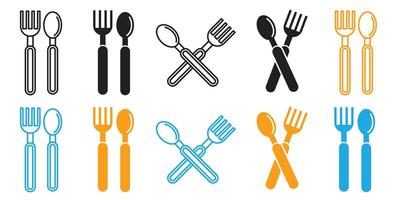 Dinnerware Set Icon for Serving Meals with Spoon and Fork vector