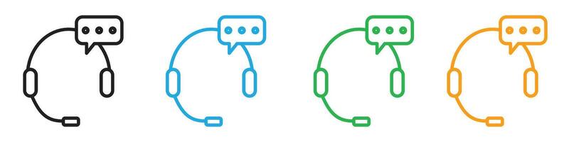 Support service headset icon line art vector