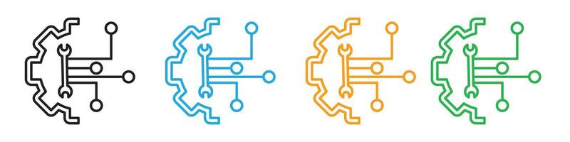 Technical and Mechanical Assistance Icon with Wrench for Repairs vector
